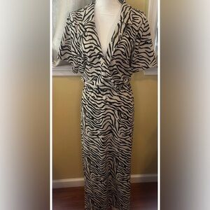 ASOS Curve Black and Tan Animal Print Midi Dress